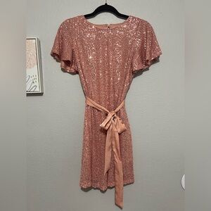 LC Lauren Conrad Pink Sequin Dress with Bow